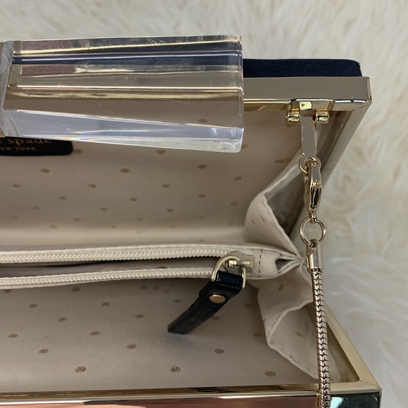 Kate Spade Clutch Acrylic Bow Gold Trim - Picture 7 of 10